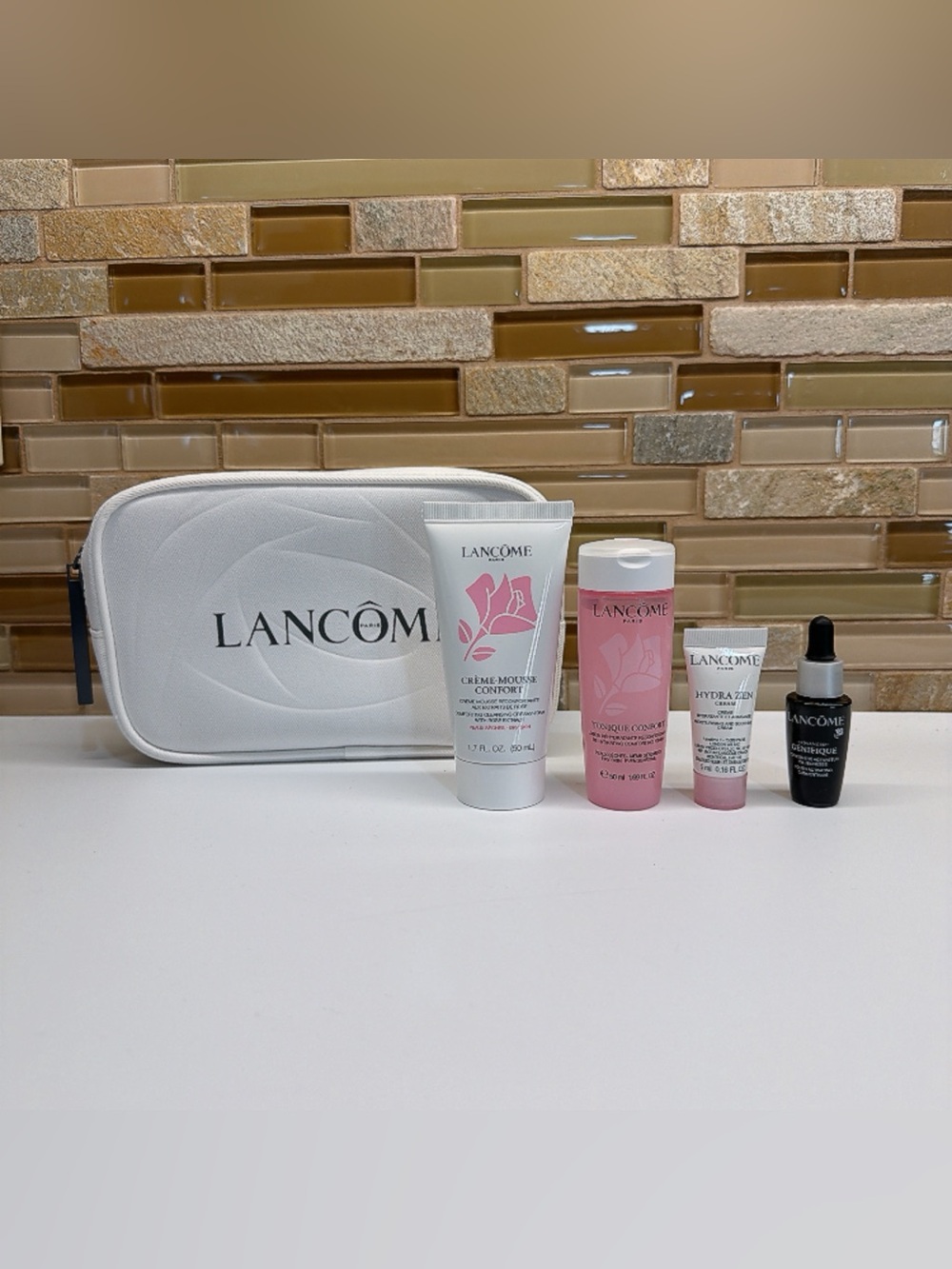 NWT Lancôme 5-Piece Skincare Set with Cosmetics Bag - Travel Size